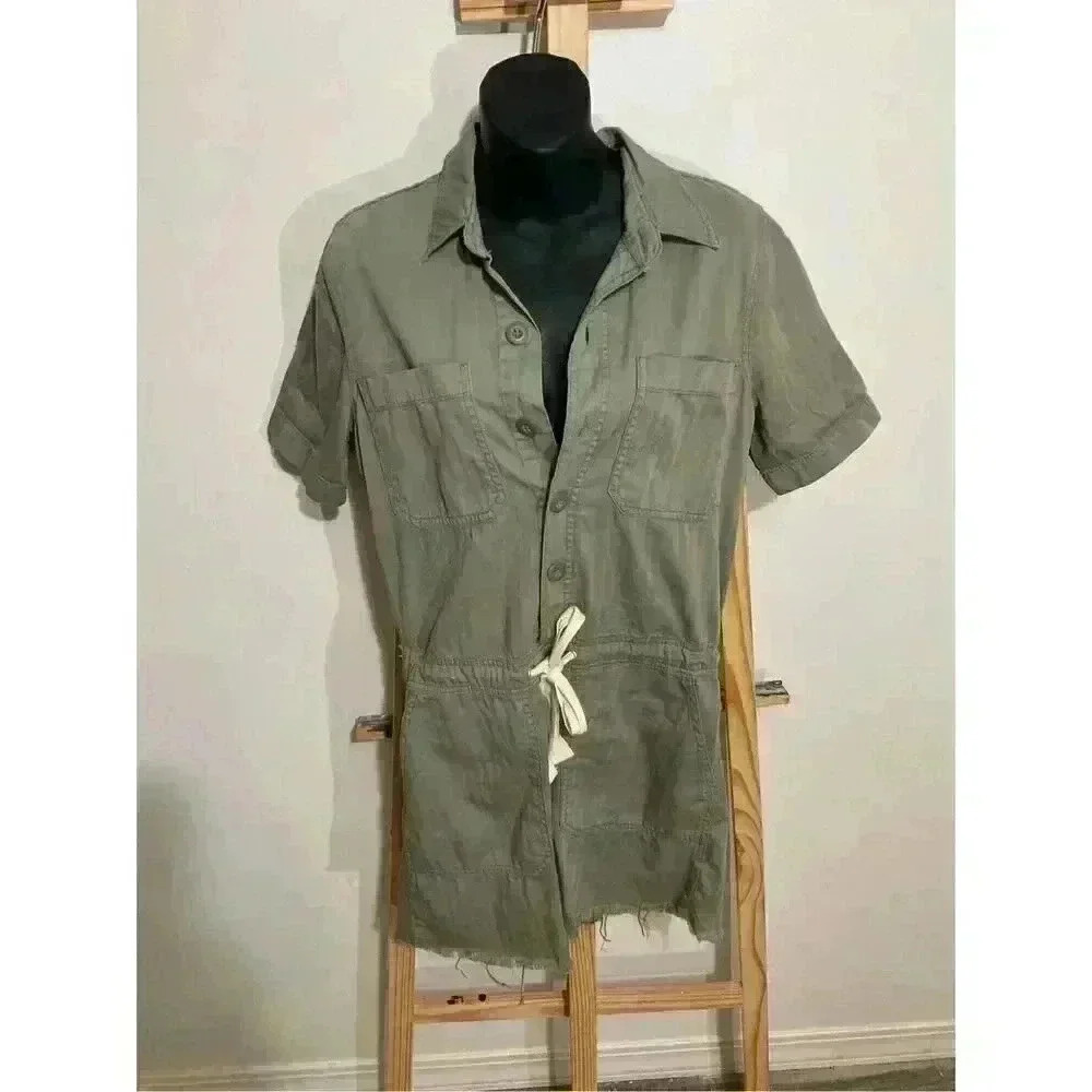 Lucky Brand Drawstring Dress, Women’s Size XS Frayed Hem Above the Knee, Aviator